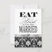 愛を食べ、結婚したが-黒/白いダマスク織あって下さい 出欠カード (正面)