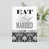 愛を食べ、結婚したが-黒/白いダマスク織あって下さい 出欠カード (スタンド正面)