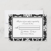 愛を食べ、結婚したが-黒/白いダマスク織あって下さい 出欠カード (裏面)