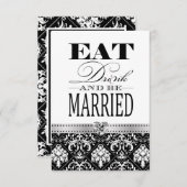 愛を食べ、結婚したが-黒/白いダマスク織あって下さい 出欠カード (正面/裏面)