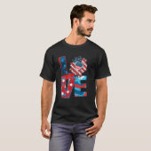 愛アメリカ国旗ひまわり愛国心7月4日 Tシャツ (正面フル)