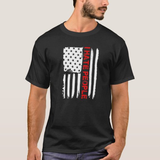 愛アメリカ私は人々を憎むアメリカ国旗Tee Tシャツ (正面)