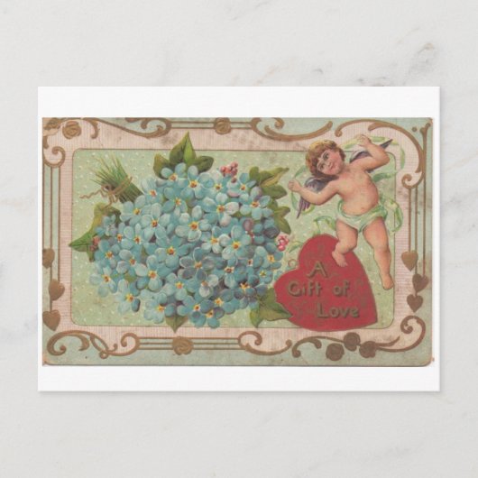愛アンティークのバレンタインのギフト シーズンポストカード (正面)