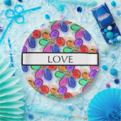 愛アート水カラフル色の花 ペーパープレート (パーティー)