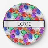 愛アート水カラフル色の花 ペーパープレート (正面)