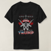愛イエスが銃を撃ってトランプを投票 Tシャツ (デザイン正面)