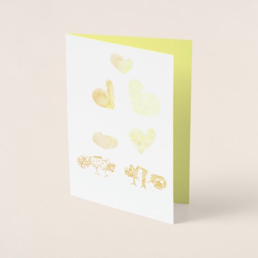 愛イグアナおもしろいマンガ折り畳みグリーティングカード 箔カード (正面)