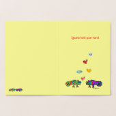 愛イグアナおもしろいマンガ折り畳みグリーティングカード 箔カード (内部)