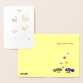 愛イグアナおもしろいマンガ折り畳みグリーティングカード 箔カード (ディスプレー)