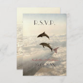愛イルカ- RSVPを結婚すること 出欠カード (正面/裏面)