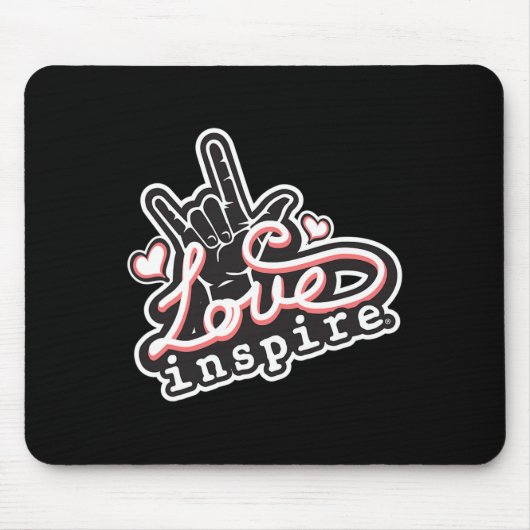 愛インスパイアASL ILYハンドサイン言語ろう意識 マウスパッド (正面)