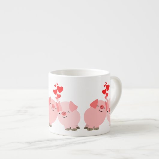 愛エスプレッソのマグのかわいい漫画のブタ エスプレッソカップ (正面右)