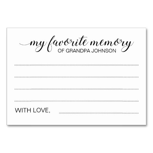 愛エレガントお気に入りの者の葬式カードの記憶 テーブルナンバー (正面)