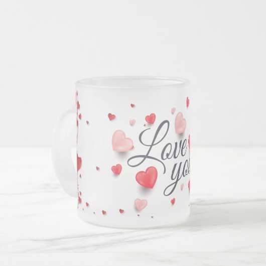 愛エレガントするバレンタインデーのコーヒーマグ フロストグラスマグカップ (正面左)