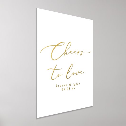 愛エレガントする応援の金ゴールドパーソナライズされた結婚の 箔ポスター (レイダウン)