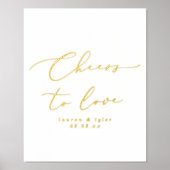 愛エレガントする応援の金ゴールドパーソナライズされた結婚の 箔ポスター (正面)