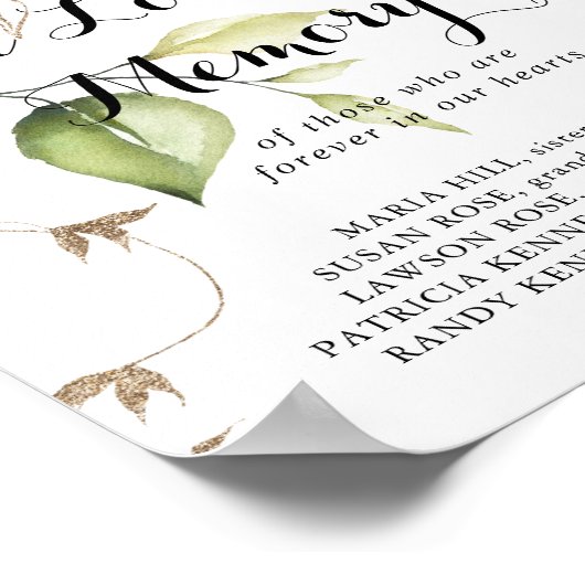 愛エレガントする記憶の兆候の金ゴールド緑 ポスター (角)