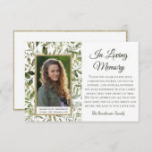 愛エレガントする記憶の白のユーカリ葬儀 サンキューカード (正面/裏面)