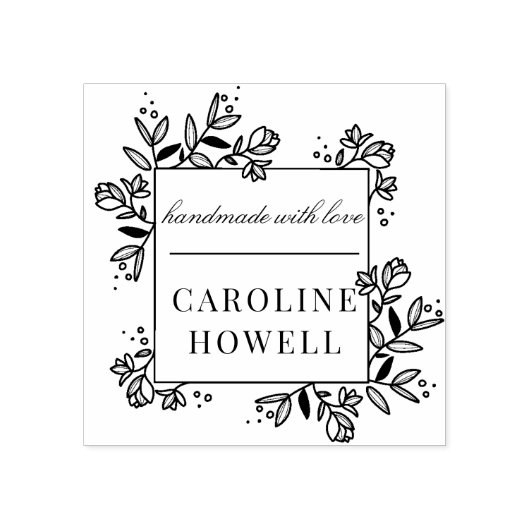 愛エレガントで手作りのフローラ名前をカスタムする ラバースタンプ (インプリント)