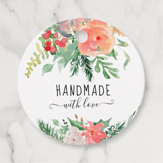 愛エレガントで手作りの水彩フローラ フェイバータグ (正面)