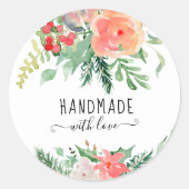 愛エレガントで手作りの水彩フローラ ラウンドシール (正面)