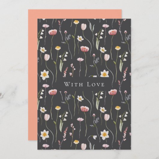 「愛エレガントで」フローラグリーティングカード 招待状 (正面/裏面)