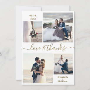 愛エレガントとスクリッ感謝していト4写真結婚s サンキューカード