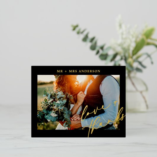 愛エレガントとス感謝していクリッ結婚トの写真 箔シーズンポストカード (立ち正面)