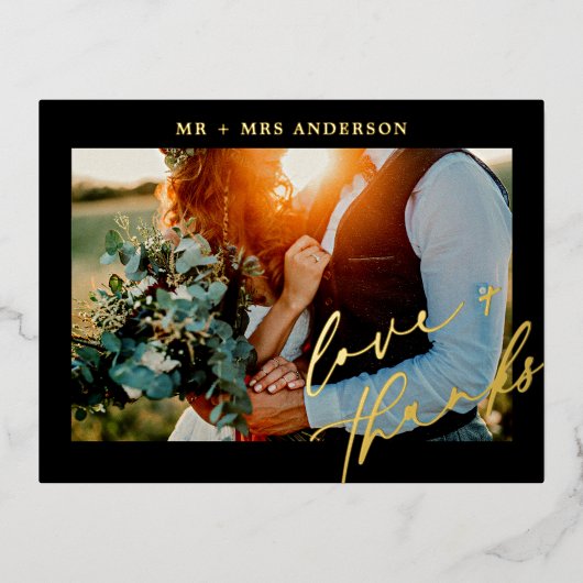 愛エレガントとス感謝していクリッ結婚トの写真 箔シーズンポストカード (正面)