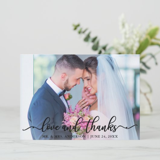 愛エレガントとス感謝していクリッ結婚トの写真Blk サンキューカード (スタンド正面)
