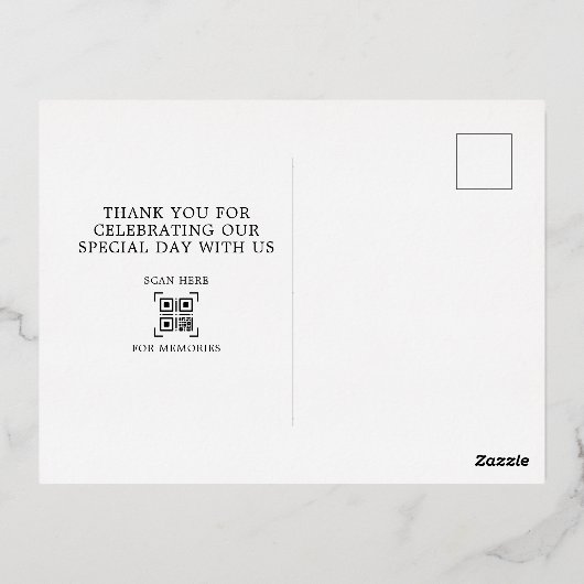 愛エレガントとス感謝していクリッ結婚トの埃の多い青 箔シーズンポストカード (裏面)