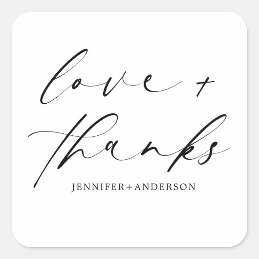 愛エレガントとス感謝していペットの白黒結婚の スクエアシール (正面)