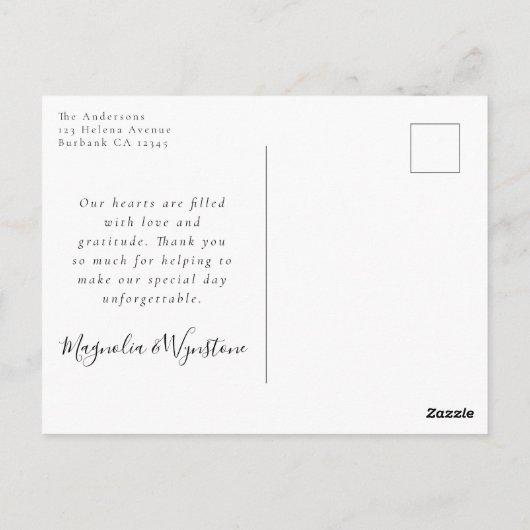 愛エレガントと写感謝してい真の結婚感謝 ポストカード (裏面)