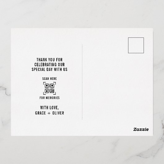 愛エレガントと感謝していの結婚写真 箔シーズンポストカード (裏面)