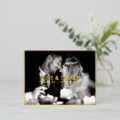 愛エレガントと感謝していの結婚写真 箔シーズンポストカード (立ち正面)