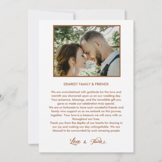 愛エレガントと感謝していの結婚手書き サンキューカード (裏面)