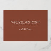 愛エレガントと感謝していブラウン写真結婚の 箔招待状 (裏面)