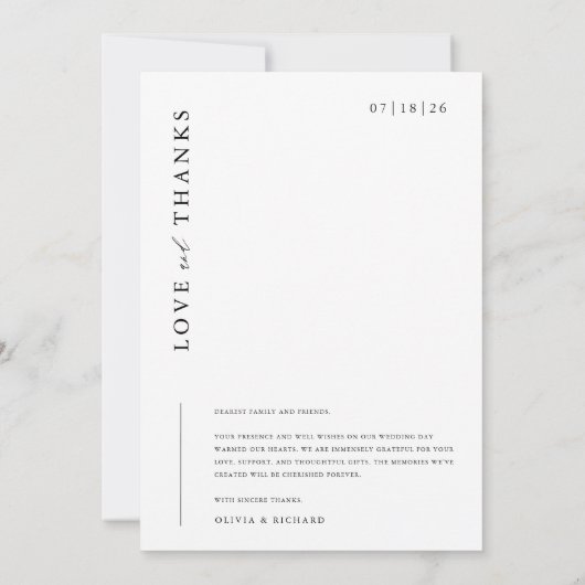 愛エレガントと感謝していモダンアーチ結婚ズ サンキューカード (裏面)