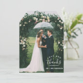 愛エレガントと感謝していモダン写真結婚の サンキューカード (スタンド正面)