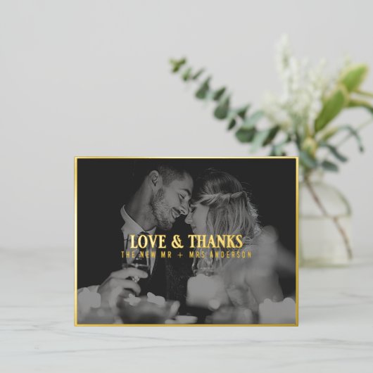 愛エレガントと感謝してい写真ありがとうご結婚ざい 箔シーズンポストカード (立ち正面)