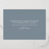 愛エレガントと感謝してい石板ブルーフォト結婚ズ 箔招待状 (裏面)