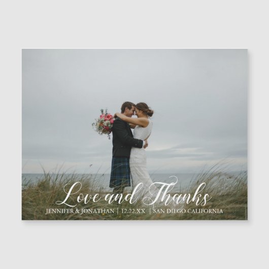 愛エレガントと感謝してい結婚の写真のマグネットカード (正面)