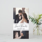 愛エレガントと感謝してい結婚の写真コラージュ サンキューカード (スタンド正面)