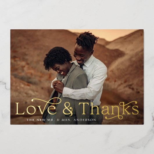 愛エレガントと感謝してい緑の写真結婚の 箔招待状 (正面)