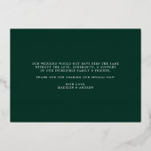 愛エレガントと感謝してい緑の写真結婚の 箔招待状 (裏面)