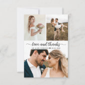 愛エレガントと感謝してい3枚の写真結婚コラージュ サンキューカード (正面)