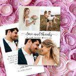 愛エレガントと感謝してい3枚の写真結婚コラージュ サンキューカード<br><div class="desc">モダンScript 3エレガント Photo Collageのサンキューカードは「Love and 感謝してい」と結婚いう。サンキューカードスタイリッシュテンプレート前面3枚、背面1枚。白い背景に黒い文字の感謝してい入った手で書かれたタイポグラフィの尻尾のフォントのスクリプトのフォントで、「愛と」の文字を特集。名前を追加する簡単感謝していとメッセージノートもしを手書きしたい場合は、サンプル文字を削除して宇宙を増やす。もしデザイ救済ンにお問い合わせ品連絡が必要だ！</div>