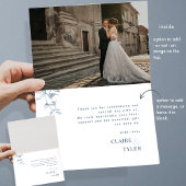 愛エレガントと感謝の気持ちを青に サンキューカード