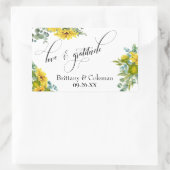 愛エレガントと感謝ひまわりユーカリ 長方形シール (バッグ)