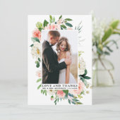 愛エレガントと水感謝してい色ピンクフローラ サンキューカード (スタンド正面)